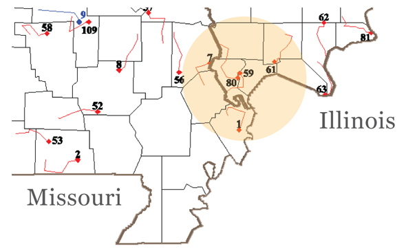Selected BBS Routes: Missouri and Illinois