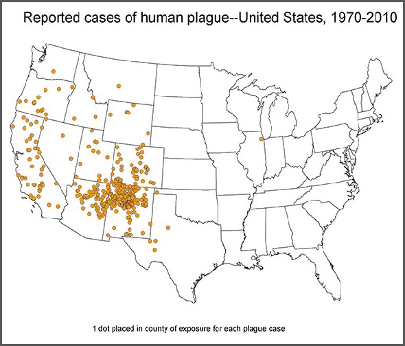U.S. Map of Human Plage Cases, 1970–2010 (Source: CDC)